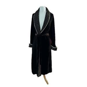 Jasmine Rose Signature Velvet Embroidered‎ Robe Women's Sz XL Brown Gold Luxe